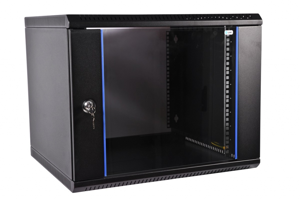 ЦМО ШРН-Э-9.500-9005 Шкаф телекоммуникационный настенный разборный 9U (600х520) дверь стекло, черный