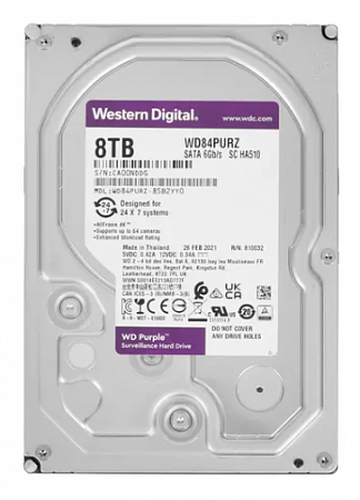 WD84PURZ, Жесткий диск HDD SATA-III WD Purple, 8ТБ, 3.5&quot;, 5640об/мин, 128Мб