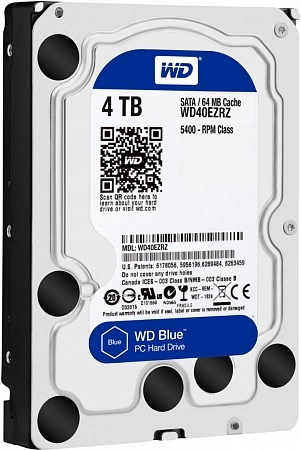 Жесткий диск HDD SATA-III WD Blue, WD40EZRZ, 4ТБ, 3.5&quot;, 5400об/мин, 64Мб